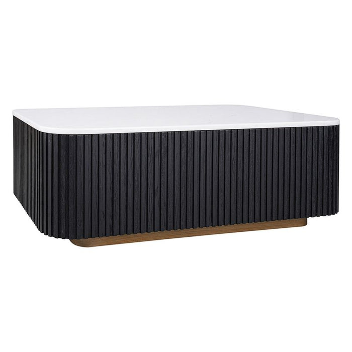 Mason Rectangle Coffee Table - Black, Marble Wood, 100cm