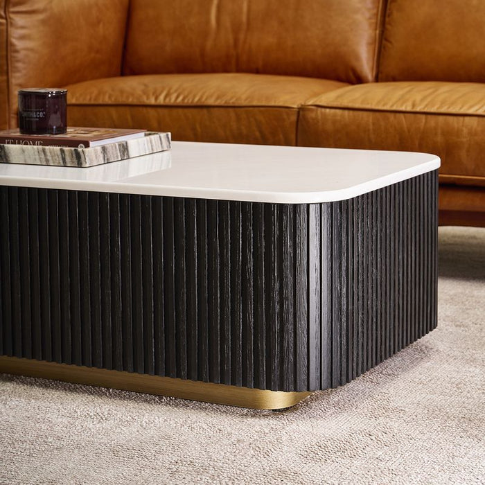 Mason Rectangle Coffee Table - Black, Marble Wood, 100cm
