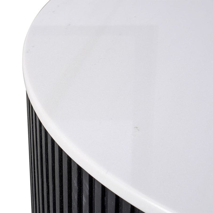 Mason Round Coffee Table - Medium Black, Marble Wood, 90cm