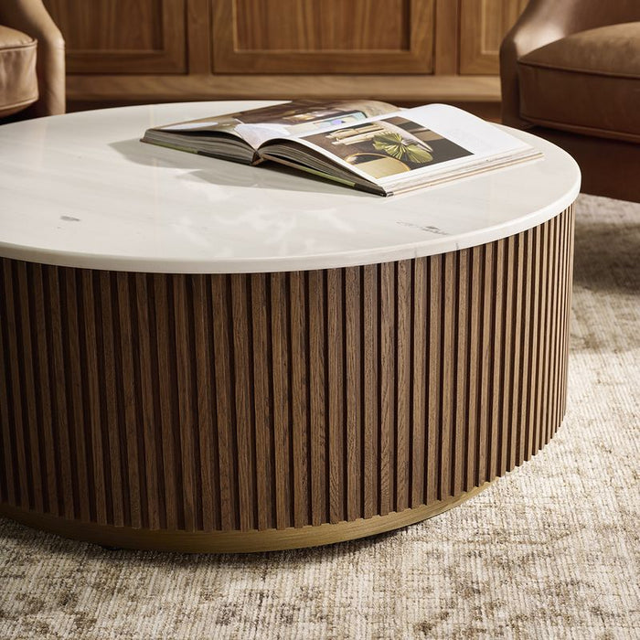 Mason Round Coffee Table - Medium Walnut, 90cm