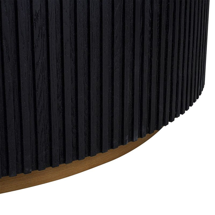 Mason Round Coffee Table - Large Black, Marble Wood, 110cm