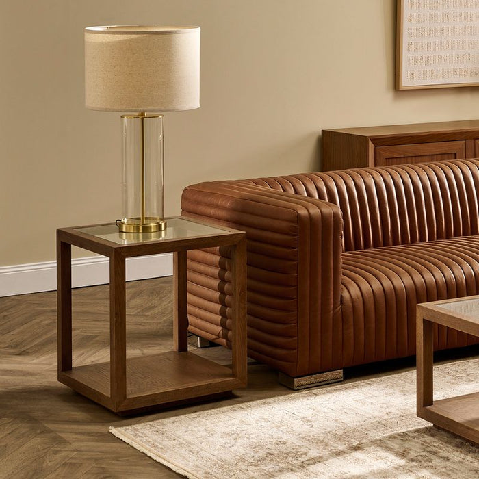 Sadie Oak Square Side Table - Large Walnut, 50cm