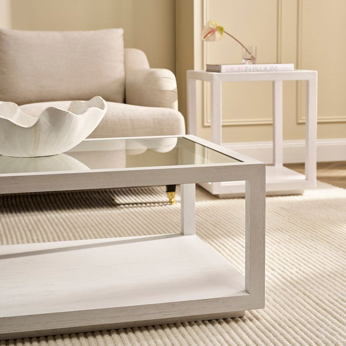 Sadie Oak Rectangle Coffee Table - White, 120cm