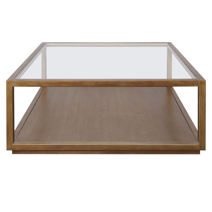 Sadie Square Coffee Table - Antique Gold, Glass Wood, 90cm