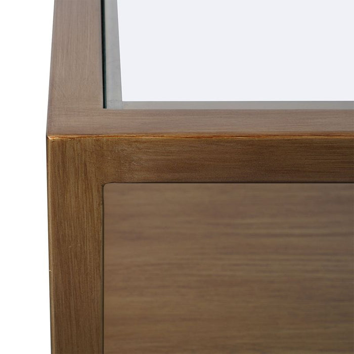 Sadie Square Coffee Table - Antique Gold, Glass Wood, 90cm