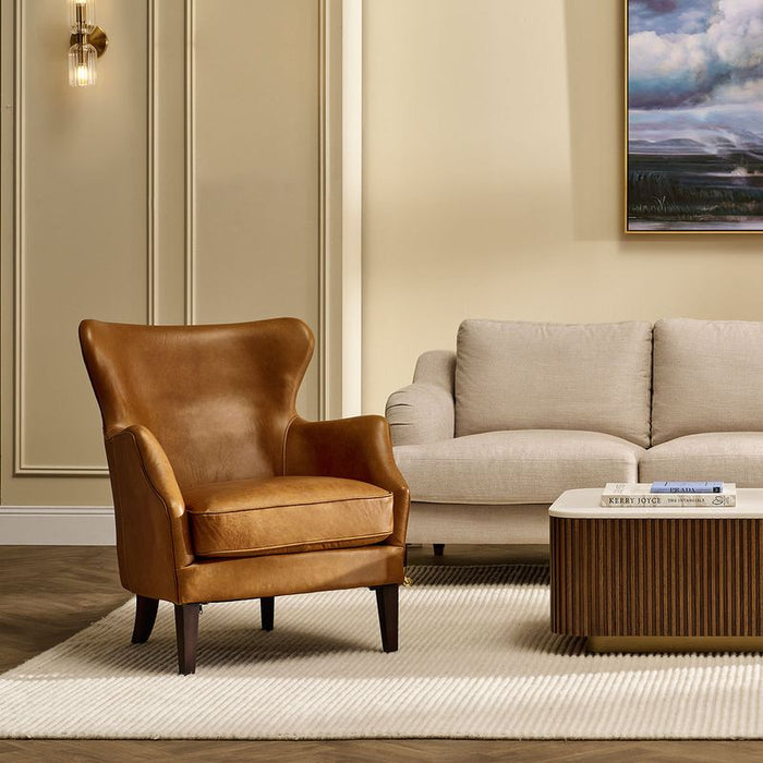 Marlon Arm Chair - Light Brown Leather