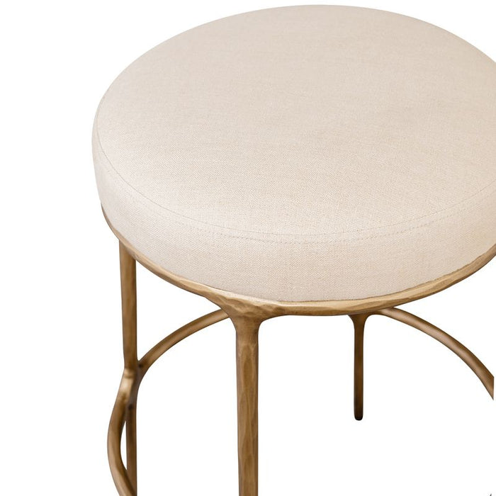 Heston Brass Kitchen Stool - Natural Linen