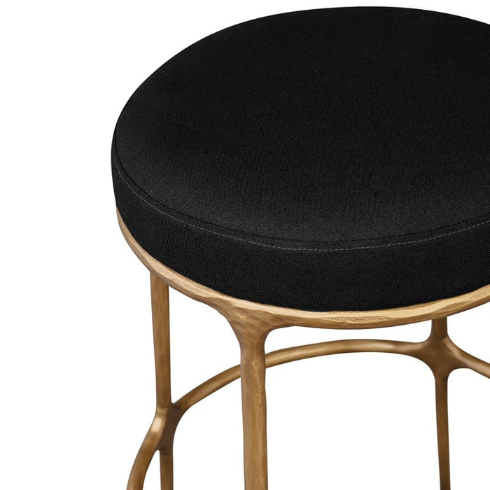 Heston Brass Kitchen Stool - Black Linen