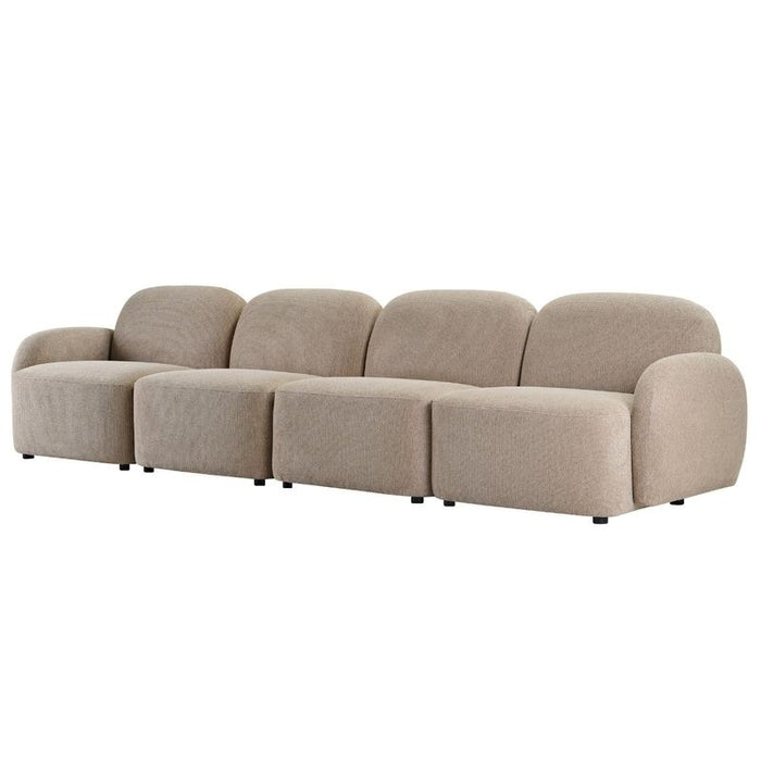 Ramona Modular 4 Seater Sofa - Taupe, Fabric Wood, 338cm
