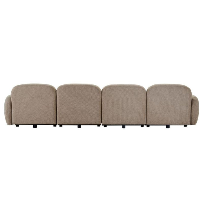 Ramona Modular 4 Seater Sofa - Taupe, Fabric Wood, 338cm