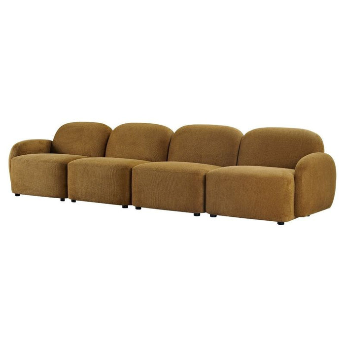 Ramona Modular 4 Seater Sofa - Toffee, Fabric Wood, 338cm