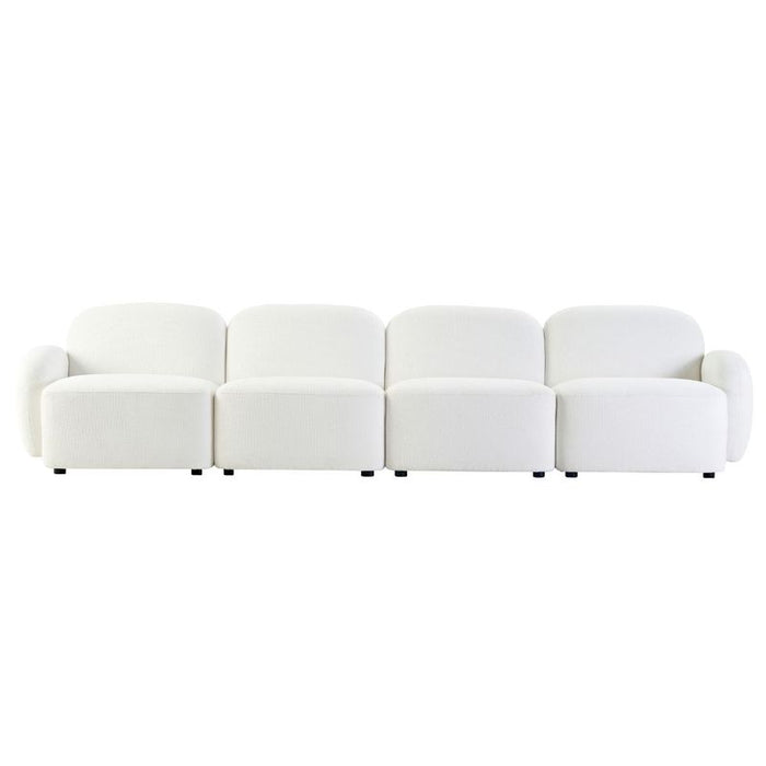Ramona Modular 4 Seater Sofa - White, Fabric Wood, 338cm