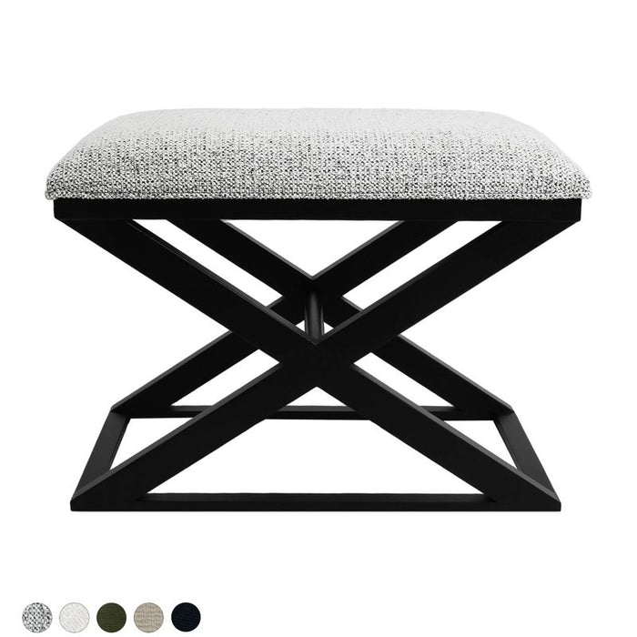 Spencer Black Timber Stool - Salt & Pepper