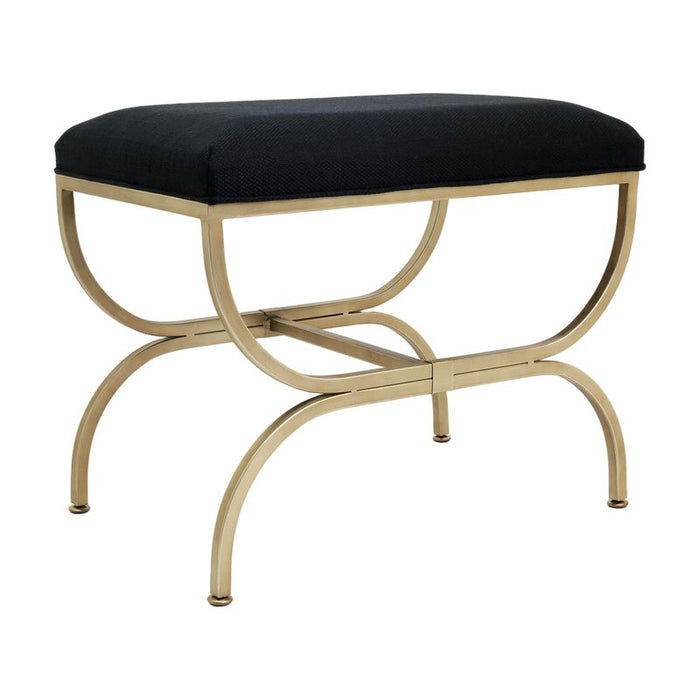 Novak Antique Gold Iron Stool - Black Linen