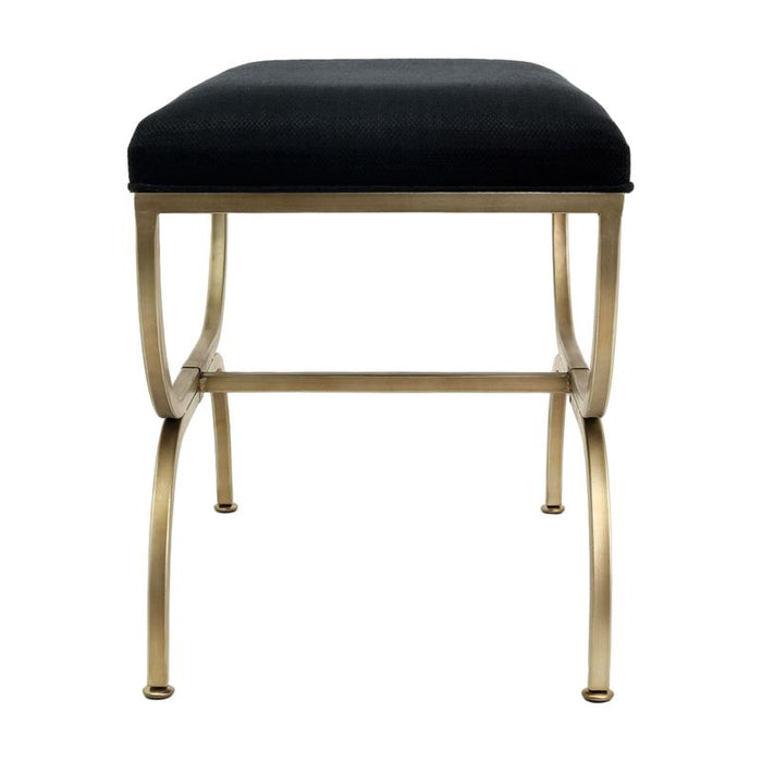 Novak Antique Gold Iron Stool - Black Linen