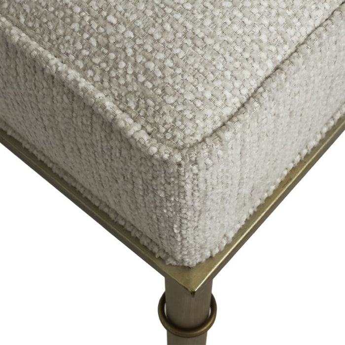Hacienda Antique Gold Iron Stool - Speckle Ecru
