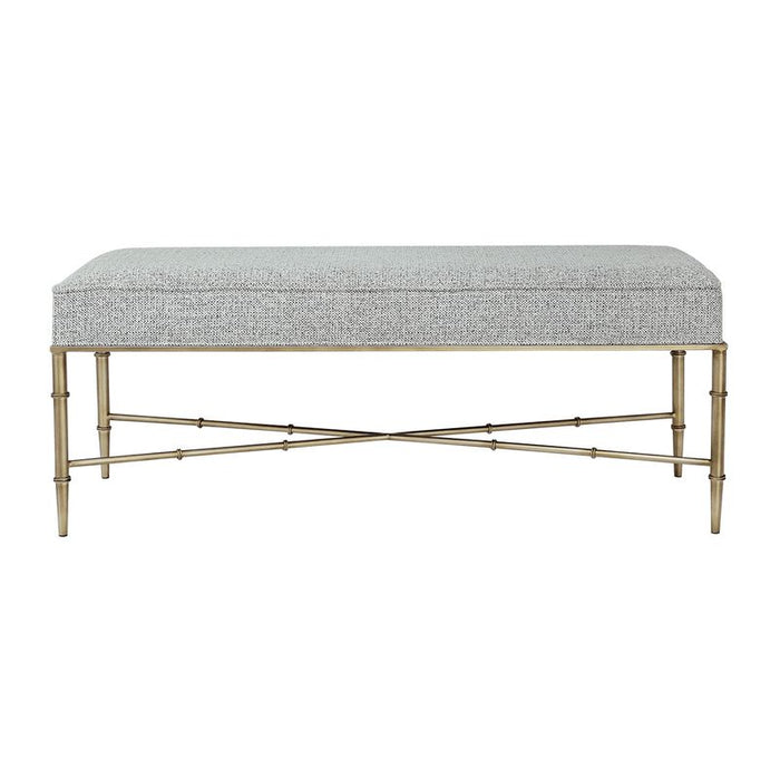 Hacienda Antique Gold Iron Bench Ottoman - Salt & Pepper