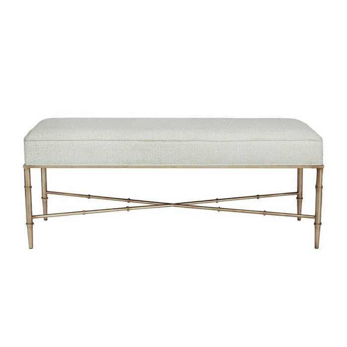 Hacienda Antique Gold Iron Bench Ottoman - Speckle Ecru