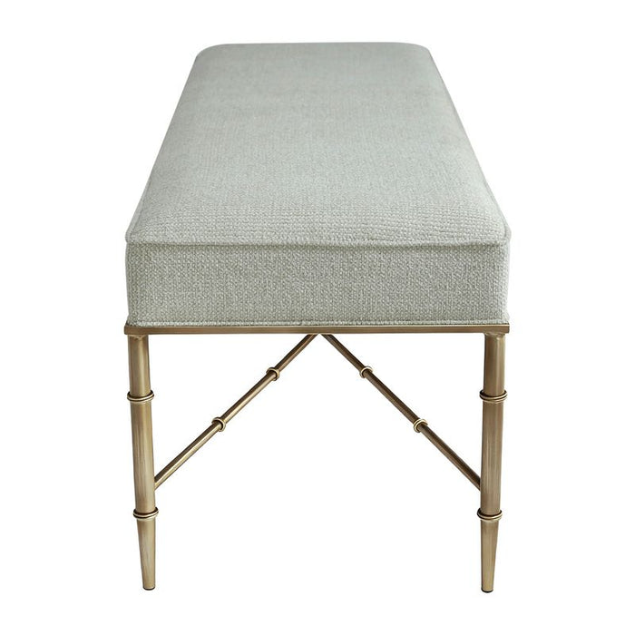 Hacienda Antique Gold Iron Bench Ottoman - Speckle Ecru