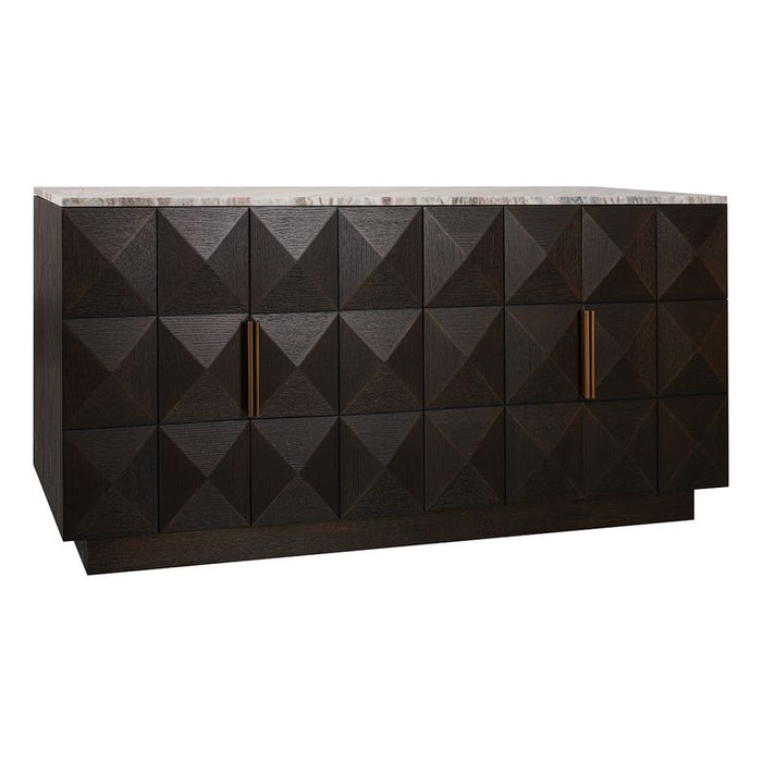 Benedict Smoked Oak Buffet - River Brown Marble, 170cm