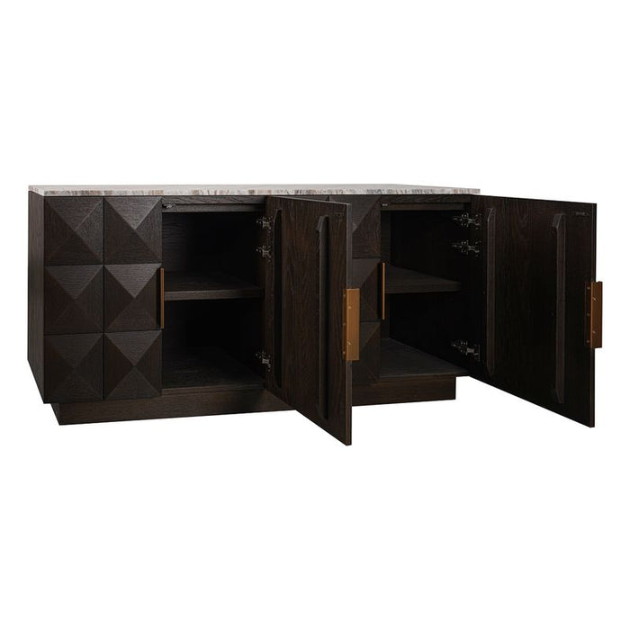 Benedict Smoked Oak Buffet - River Brown Marble, 170cm