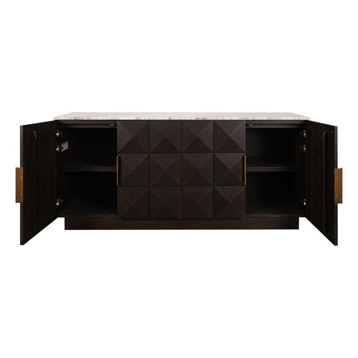 Benedict Smoked Oak Buffet - River Brown Marble, 170cm