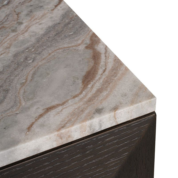 Benedict Smoked Oak Buffet - River Brown Marble, 170cm
