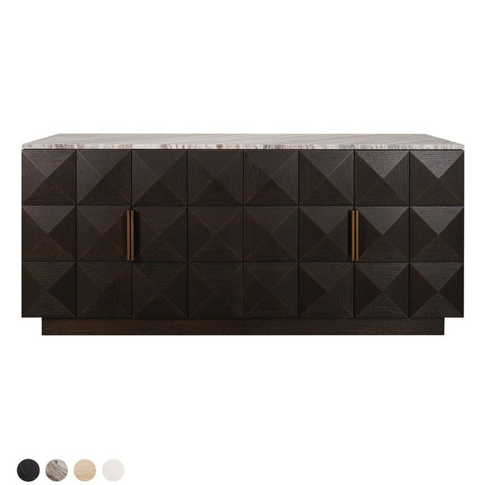 Benedict Smoked Oak Buffet - River Brown Marble, 170cm