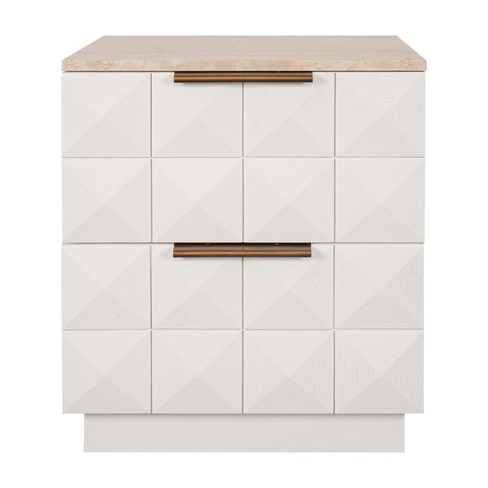 Benedict White Oak Bedside Table - Travertine