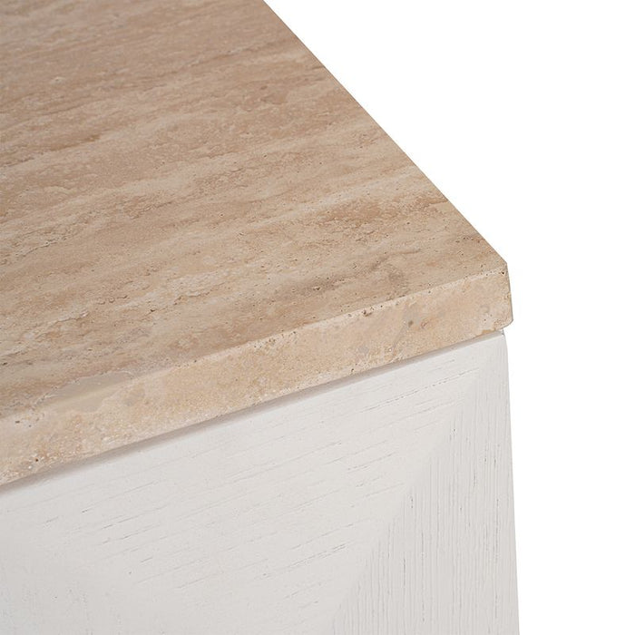 Benedict White Oak Bedside Table - Travertine
