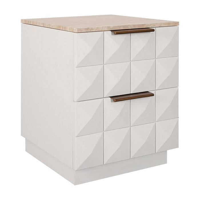 Benedict White Oak Bedside Table - Travertine