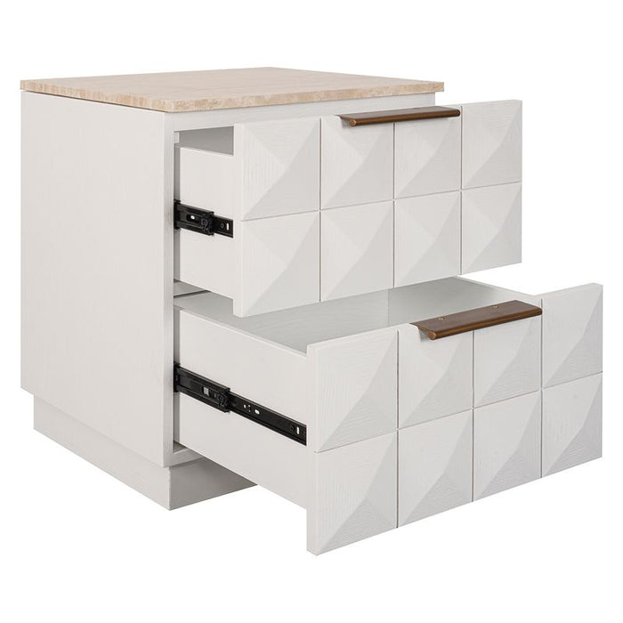Benedict White Oak Bedside Table - Travertine
