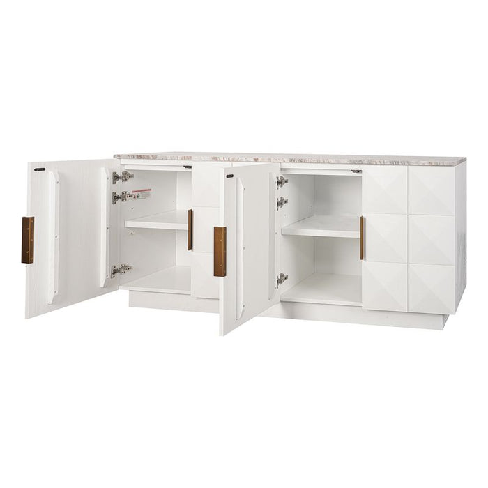 Benedict White Oak Buffet - River Brown Marble, 170cm
