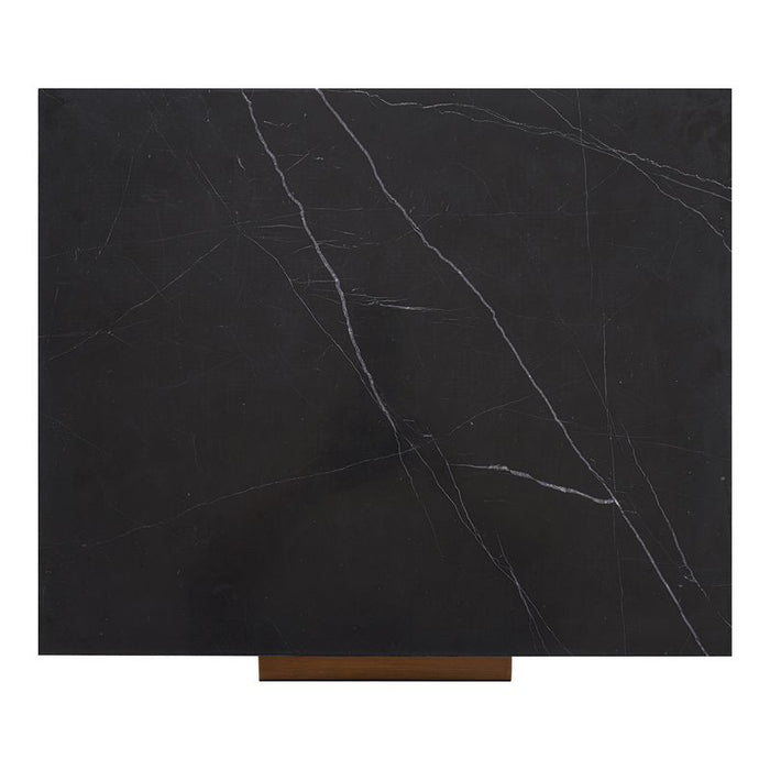 Benedict Smoked Oak Bedside Table - Black Marble, 2cm H