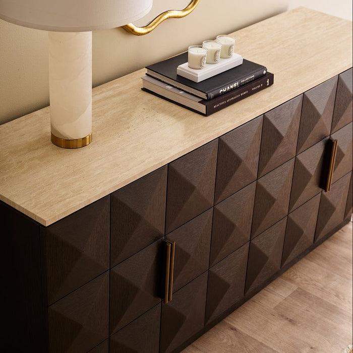 Benedict Smoked Oak Buffet - Travertine, 170cm