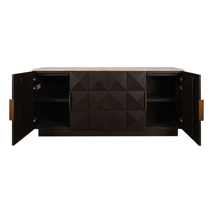 Benedict Smoked Oak Buffet - Travertine, 170cm
