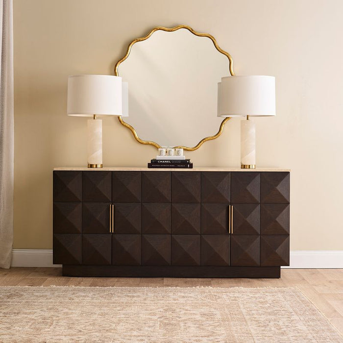 Benedict Smoked Oak Buffet - Travertine, 170cm