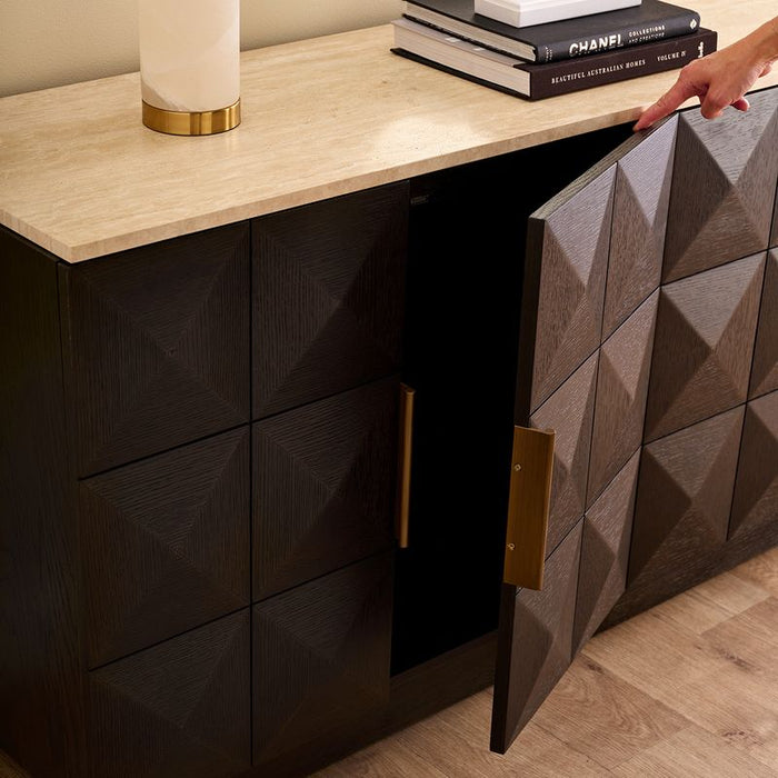 Benedict Smoked Oak Buffet - Travertine, 170cm