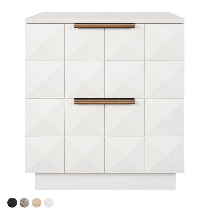 Benedict White Oak Bedside Table - White Marble