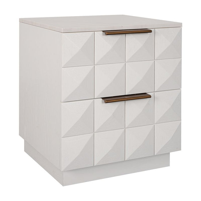 Benedict White Oak Bedside Table - White Marble