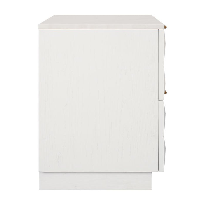 Benedict White Oak Bedside Table - White Marble