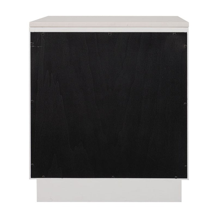 Benedict White Oak Bedside Table - White Marble