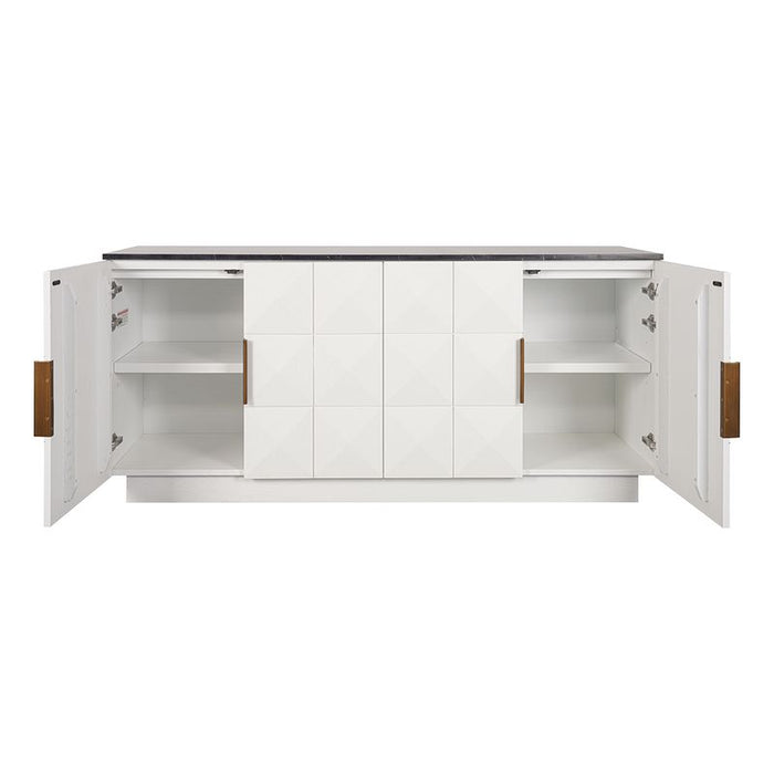 Benedict White Oak Buffet - Black Marble, 170cm