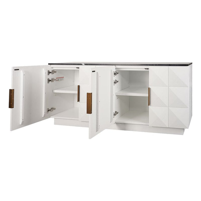 Benedict White Oak Buffet - Black Marble, 170cm