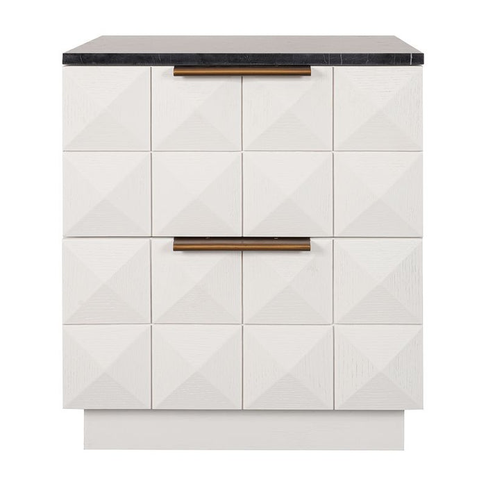 Benedict White Oak Bedside Table - Black Marble