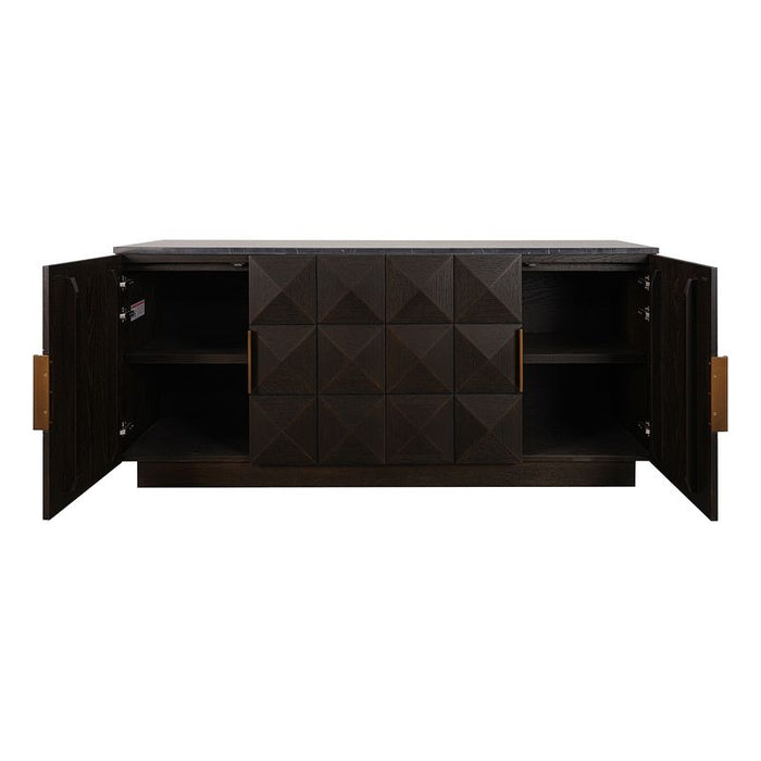 Benedict Smoked Oak Buffet - Black Marble, 170cm