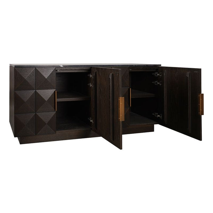 Benedict Smoked Oak Buffet - Black Marble, 170cm