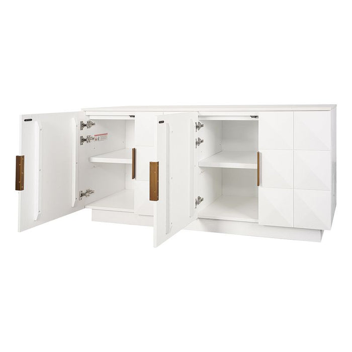 Benedict White Oak Buffet - White Marble, 170cm