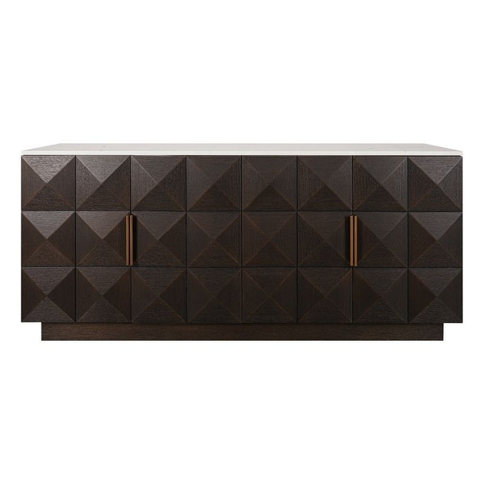 Benedict Smoked Oak Buffet - White Marble, 170cm