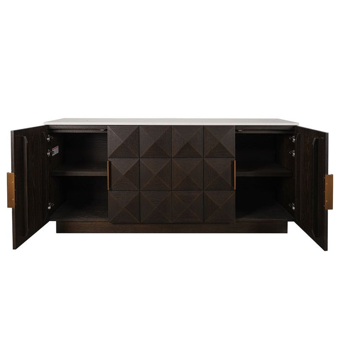 Benedict Smoked Oak Buffet - White Marble, 170cm